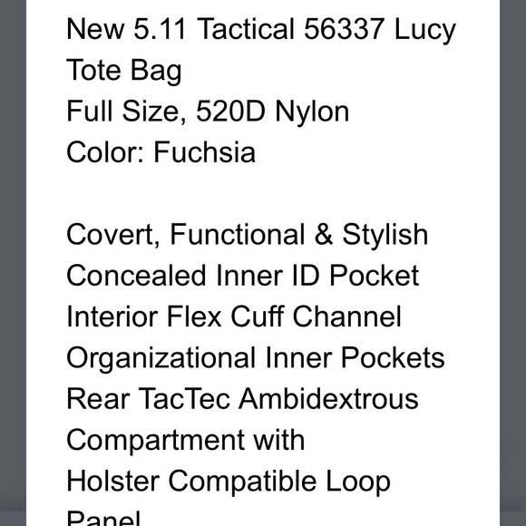 5.11 Tactical Magenta and Black Tote Bag - Picture 9 of 9